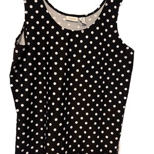 Chicos microfiber tank top size   2 (12-14) black and white polka dot